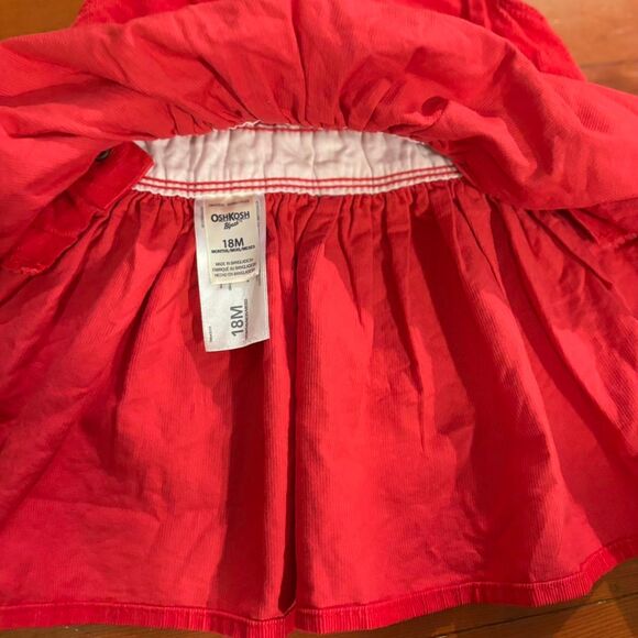 Oshkosh Baby Bgosh Red Corduroy Overall Dress NWT Size 18M - Picture 3 of 3